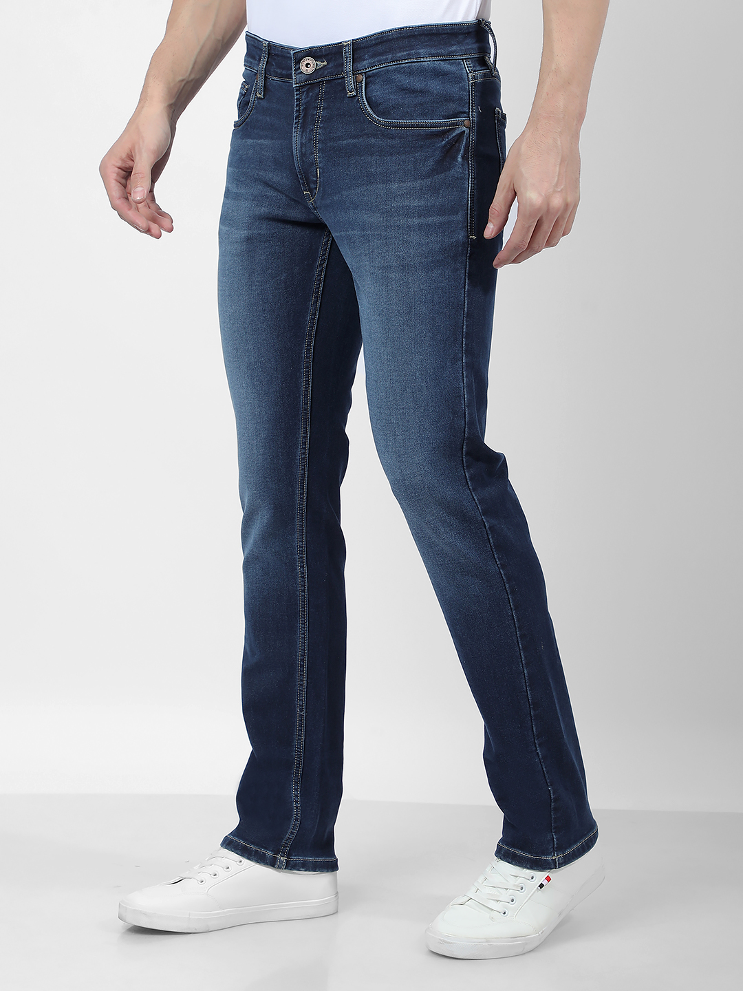 Numero Uno Men Faded Dark Blue Jeans